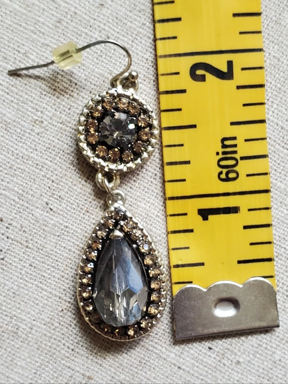 ​White House Black Market Smoky Quartz Crystal & Pave Teardrop Dangle Earrings